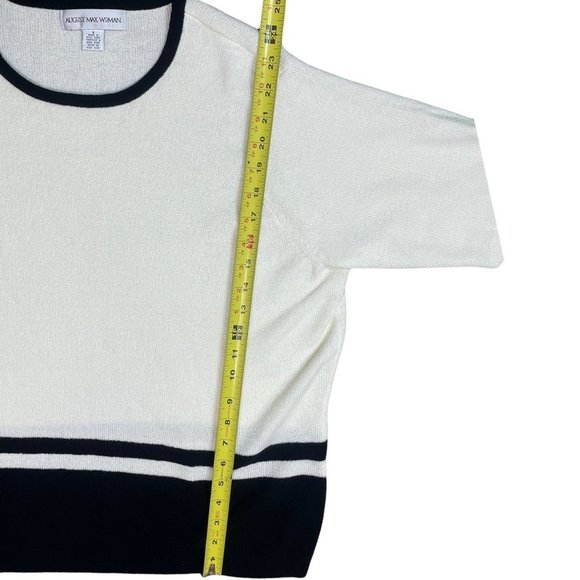 Vintage August Max Woman Cardigan Short Sleeve Top Set Off White Black Size X - Picture 9 of 13